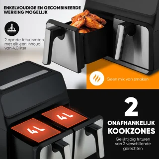 ProfiCook FR 1287 H Dubbele Heteluchtfriteuse 2x4L