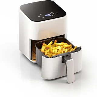 De Quvo Mini Airfryer - Heteluchtfriteuse 2,5 L - Wit in één oogopslag