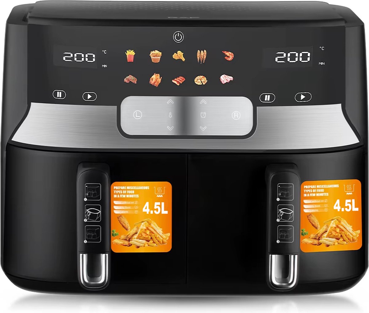 De RAF Airfryer Dubbele XXL 9L DualZone in één oogopslag