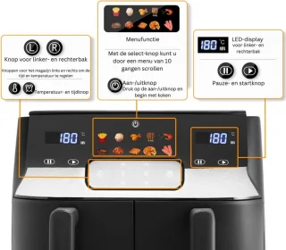 RAF Airfryer Dubbele XXL 9L DualZone
