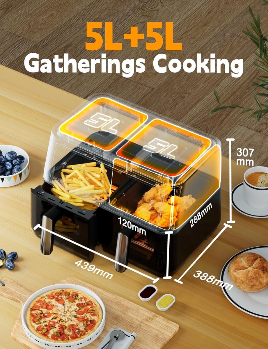 RFWR Dual Zone XXL Airfryer 10L