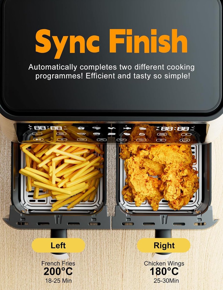 RFWR Dual Zone XXL Airfryer 10L