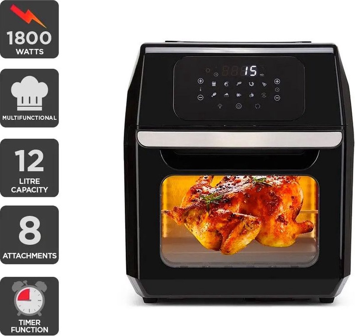 Royal Swiss Airfryer Oven 12L Zwart/RVS