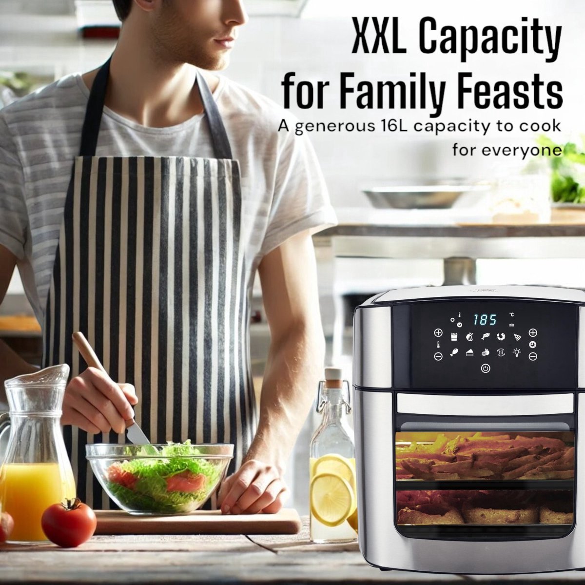 Royal Swiss Airfryer Oven 16L Zwart/RVS