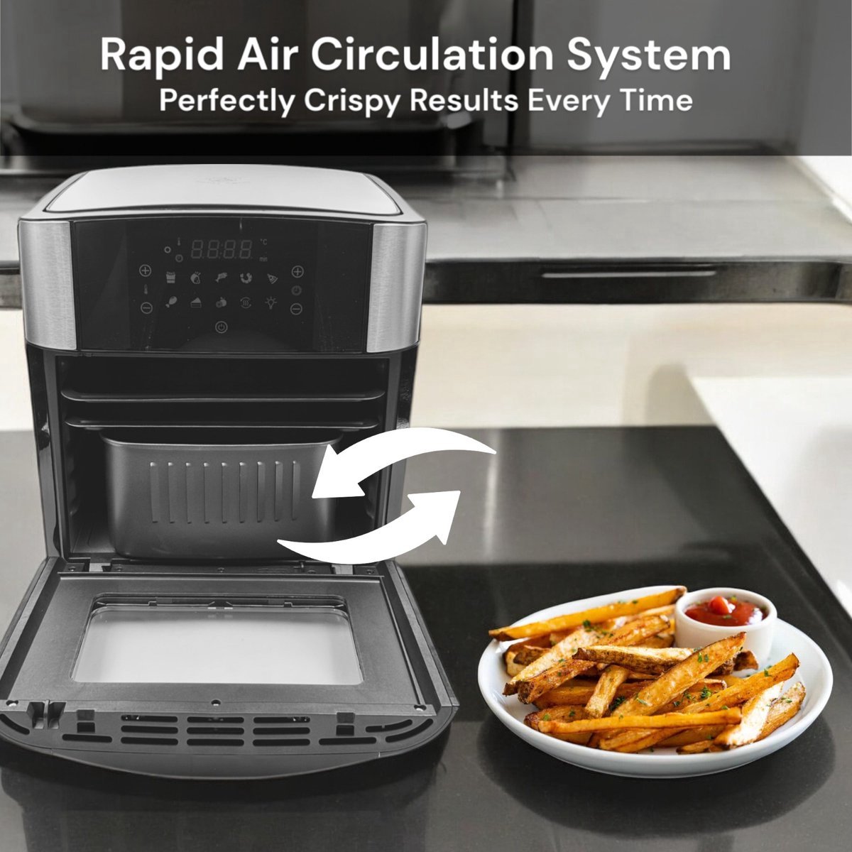 Royal Swiss Airfryer Oven 16L Zwart/RVS