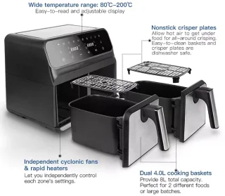 Royal Swiss® Dubbele Airfryer Heteluchtfriteuse
