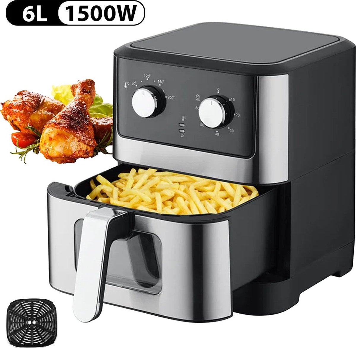 Rustive Airfryer 6L elektrische luchtfriteuse