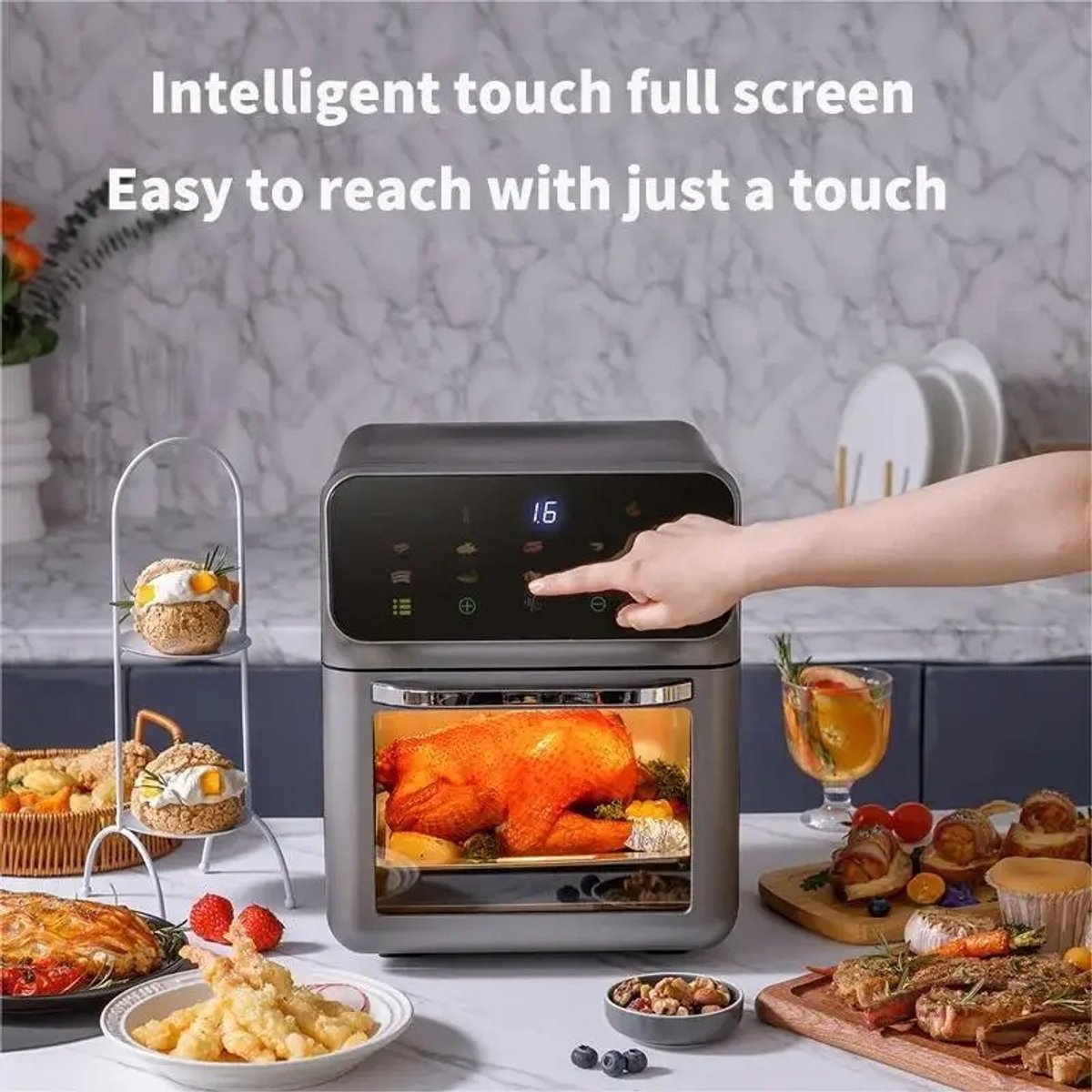Rustive Airfryer Heteluchtfriteuse Oven 10L Zwart