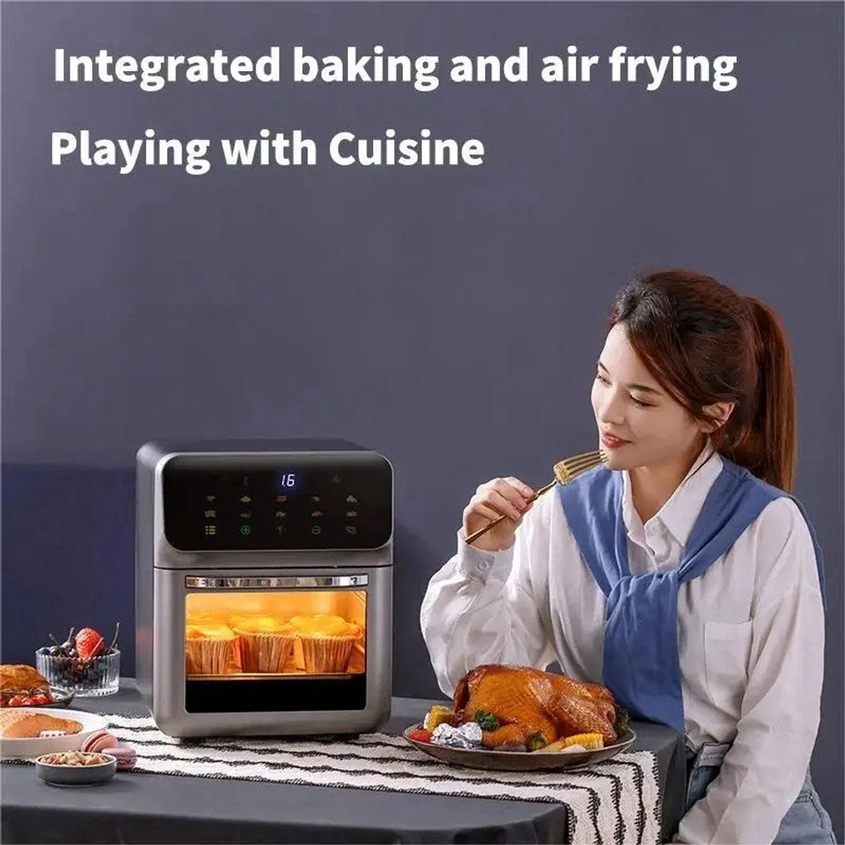 Rustive Airfryer Heteluchtfriteuse Oven 10L Zwart