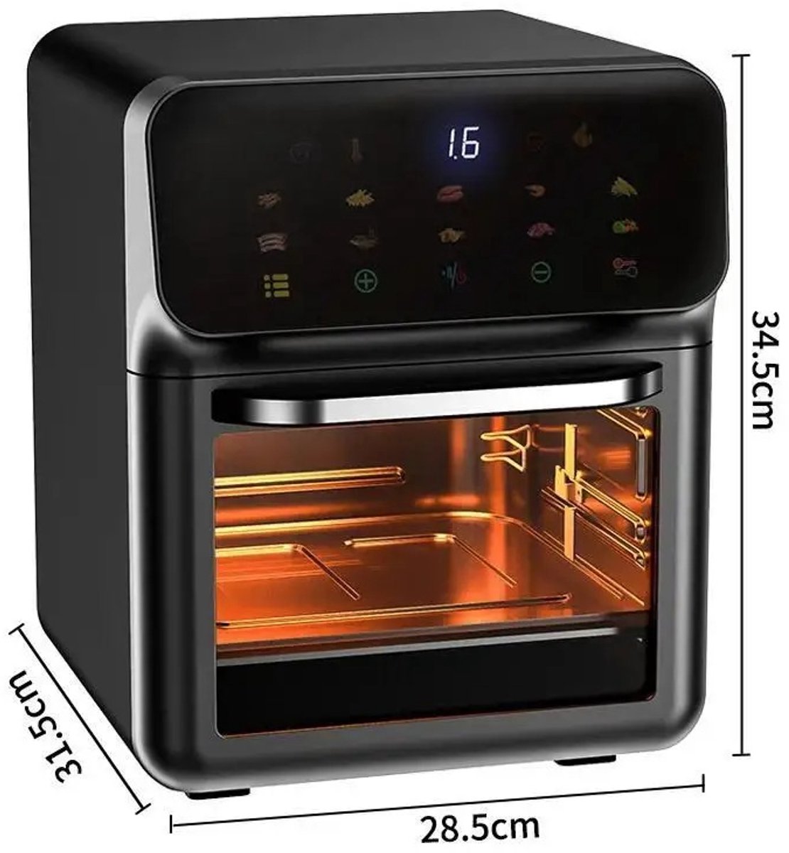 Rustive Airfryer Heteluchtfriteuse Oven 10L Zwart