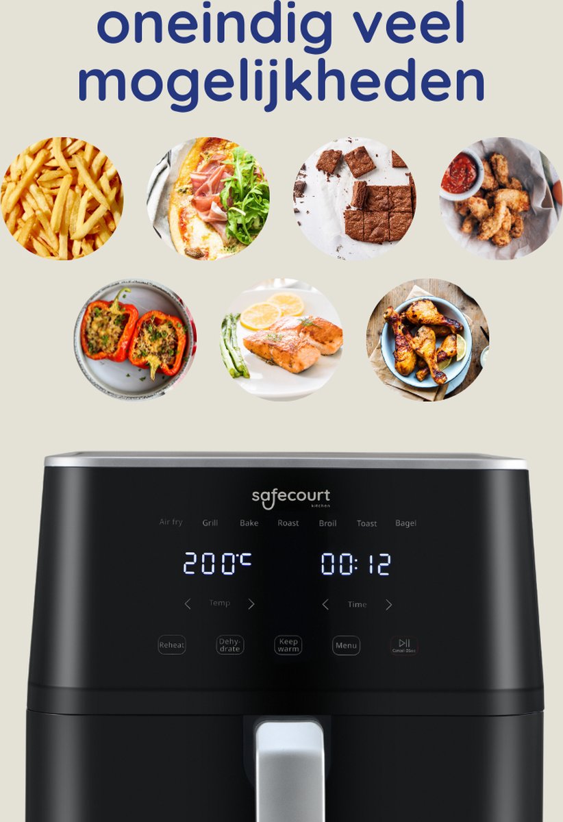 Safecourt Kitchen Airfryer XXL 7L Zwart