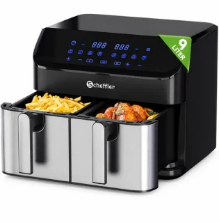 Scheffler heteluchtfriteuse 9 liter met 2 compartimenten