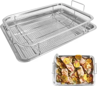 Set van 2 roestvrijstalen bakplaten en taartroosters voor oven en airfryer
