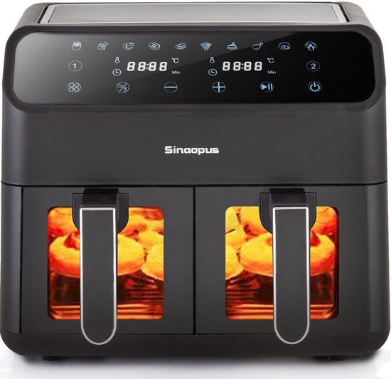 Sinaopus 901 Digitale Airfryer XXL 11L met Dubbele Mand