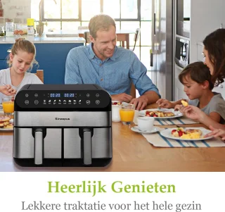 Sinaopus 920 Digitale Airfryer XXL 9L met Dubbele Mand