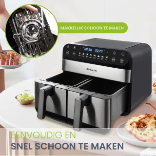 Sinaopus 920 Digitale Airfryer XXL 9L met Dubbele Mand