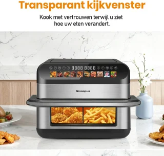 Sinaopus 922 Digitale Airfryer XXL 10L Dubbele mand