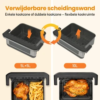 Sinaopus 922 Digitale Airfryer XXL 10L Dubbele mand