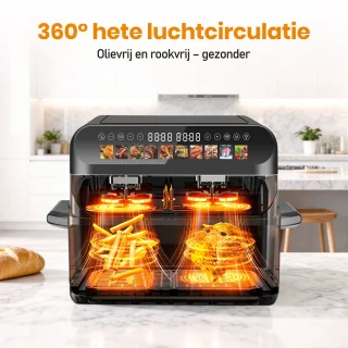 Sinaopus 922 Digitale Airfryer XXL 10L Dubbele mand