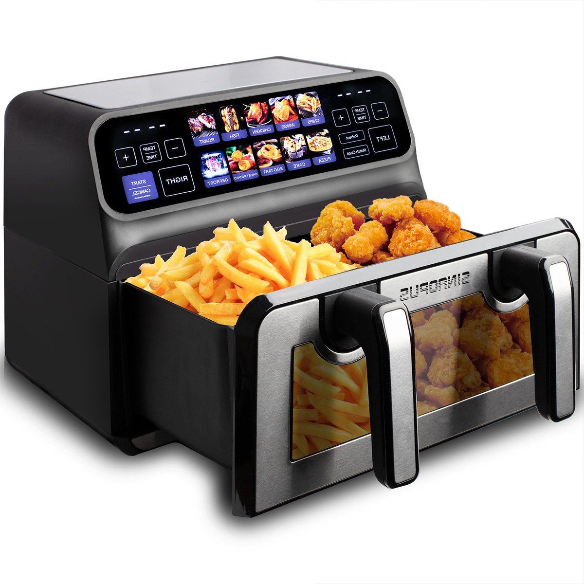 De Sinaopus Airfryer XXL 10L 802 DualMand in één oogopslag