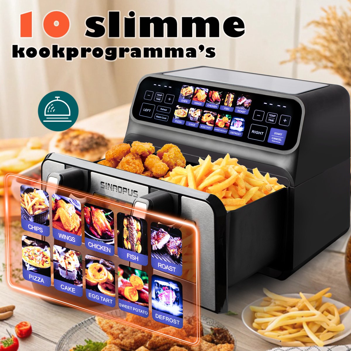 Wat vinden we goed aan de Sinaopus Airfryer XXL 10L 802 DualMand