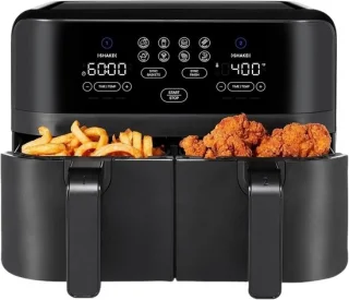 Slimme airfryer dubbele mand 9 qt zwart