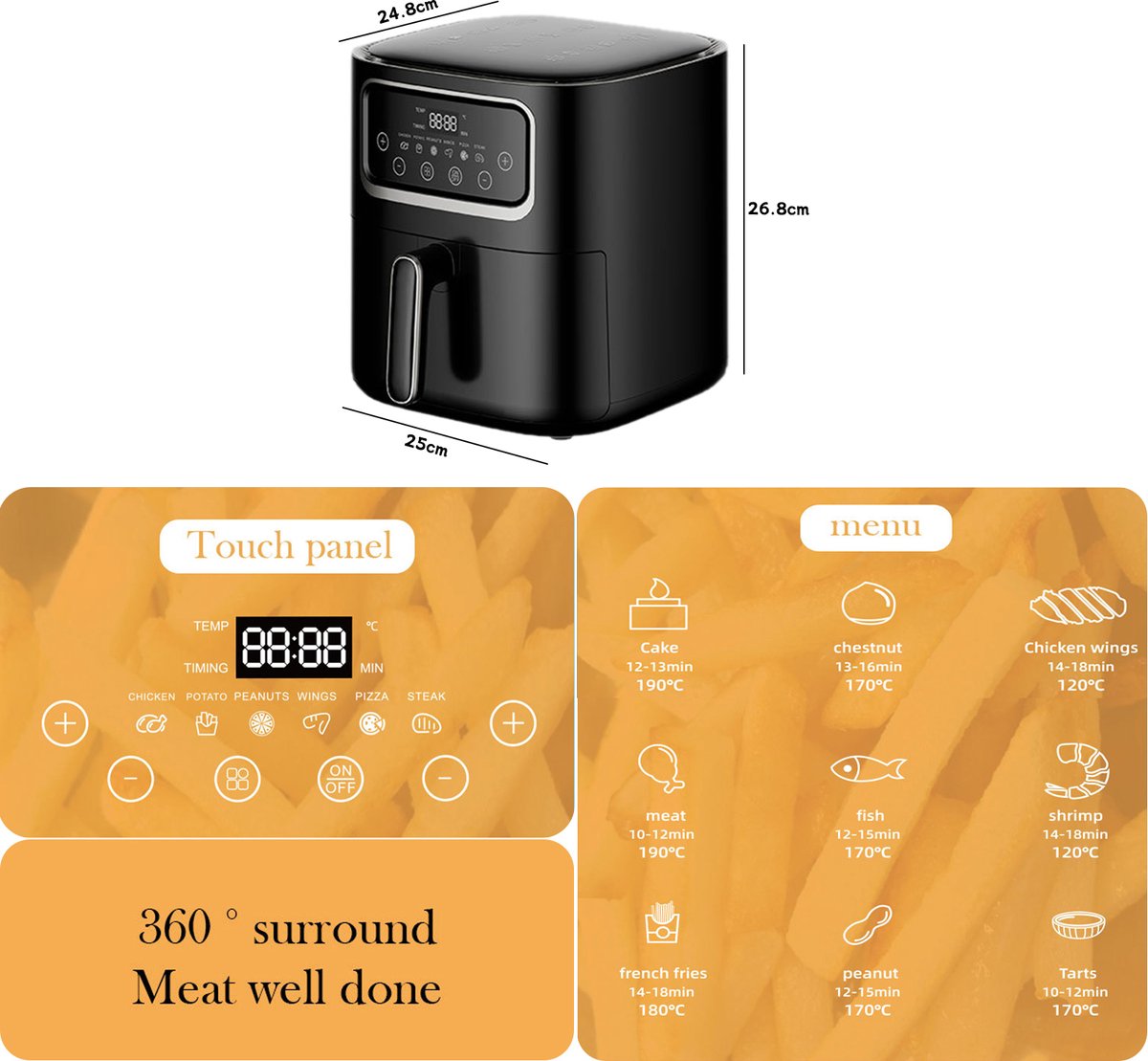 Smart Family 10L Digital Air Fryer 1400W Black EU