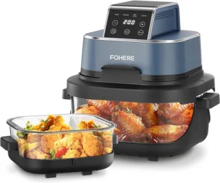 SnelShoppen 4-in-1 hot air fryer, compact 4 liter met 1.5 liter kom, blauw