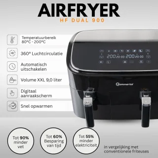 Sommertal HF DUAL 900 dubbele kamer heteluchtfriteuse 9L digitaal