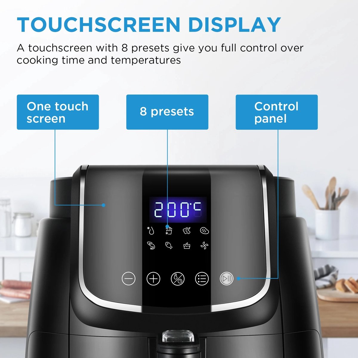 Stemily Airfryer 4L 1500W LED Touchscreen
