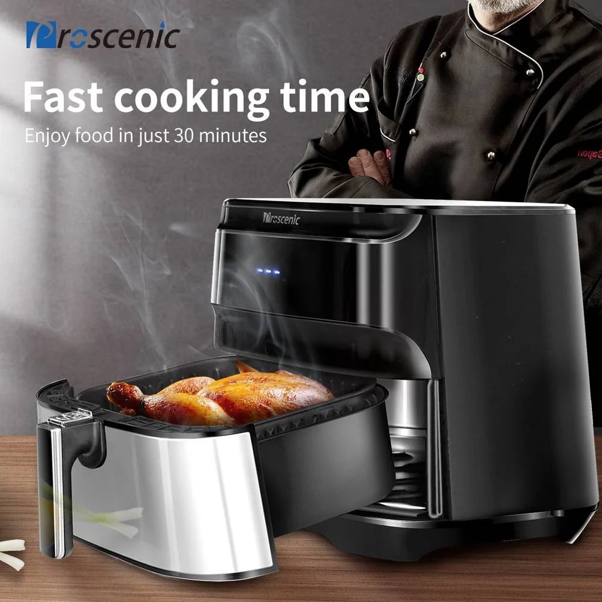 Stemily Airfryer 5.5L met LED-scherm en App bediening