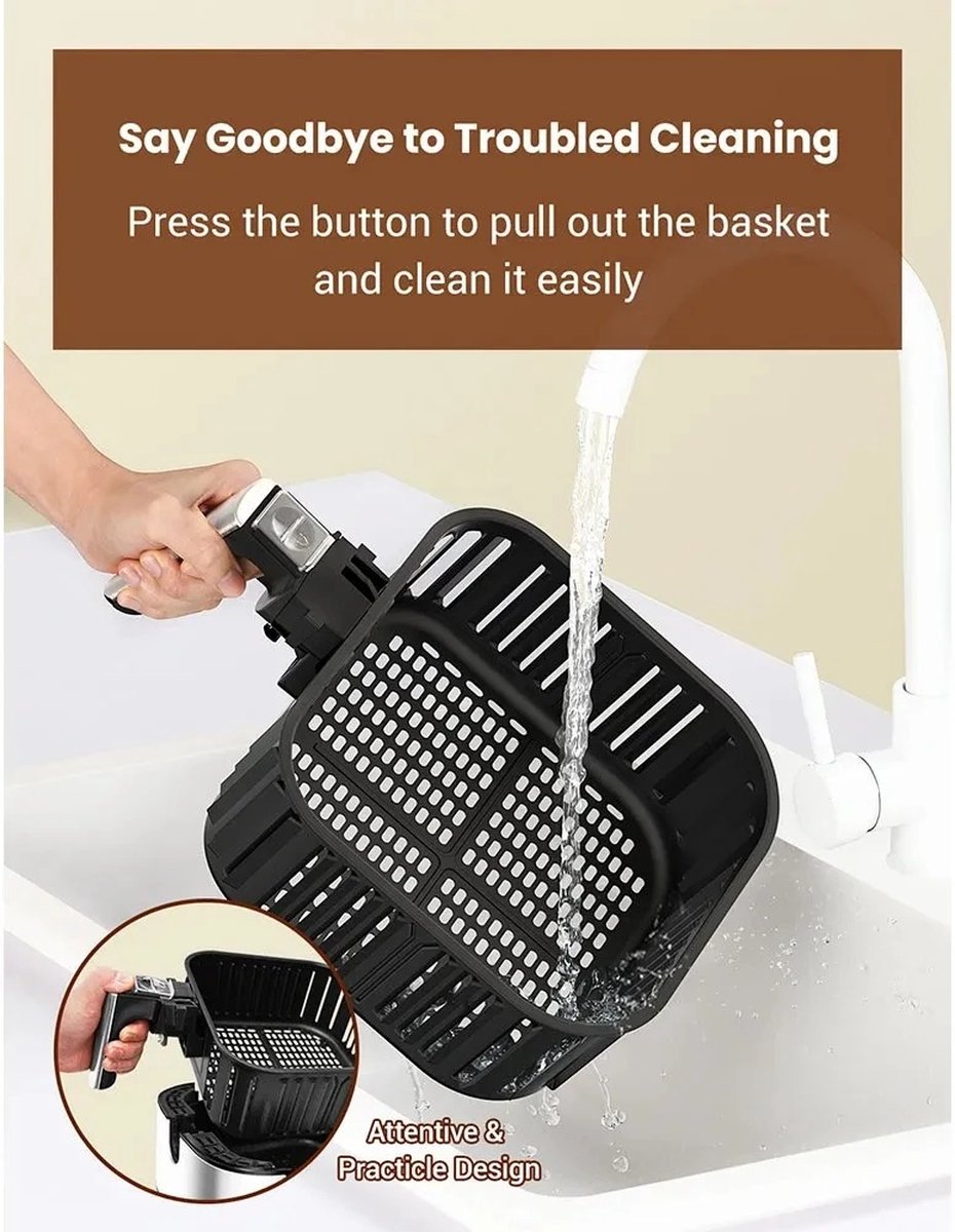 Stemily Airfryer 5.5L met LED-scherm en App bediening