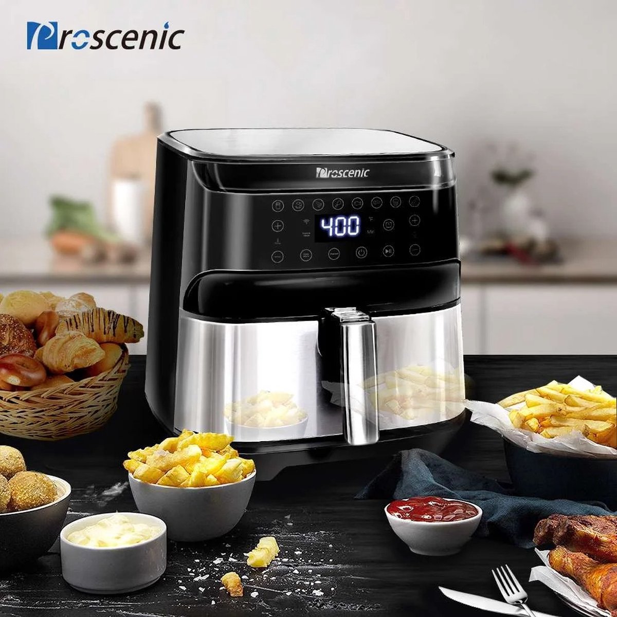 Stemily Airfryer 5.5L met LED-scherm en App bediening