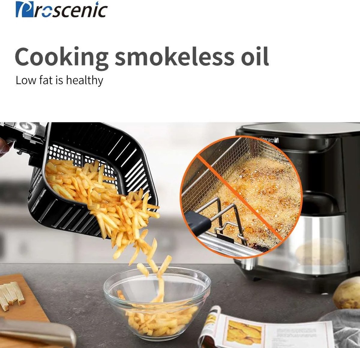 Stemily Airfryer 5.5L met LED-scherm en App bediening