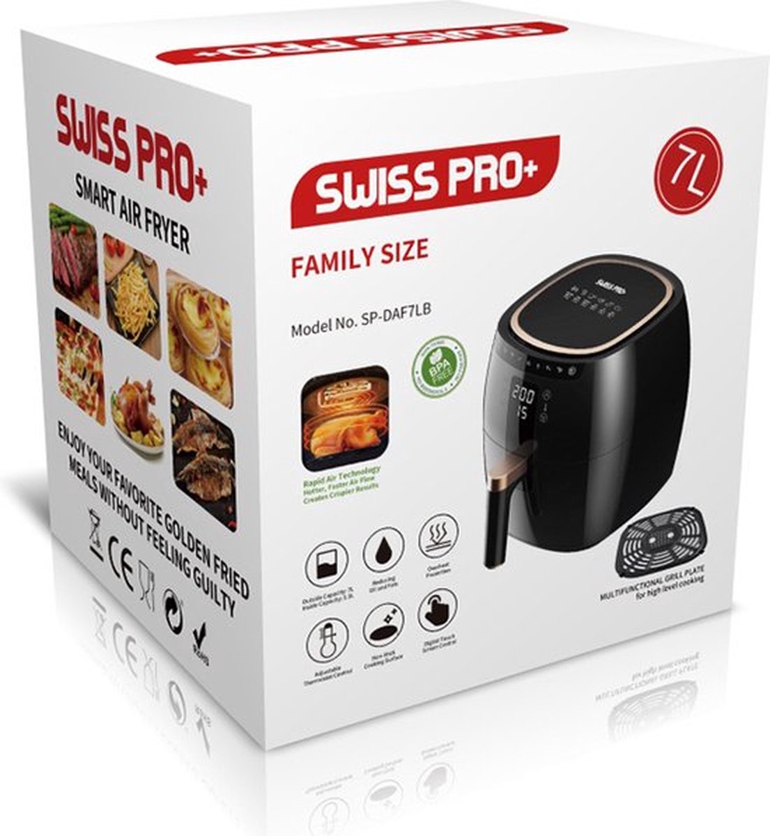Swiss Pro+ Airfryer XL 7,0L Zwart