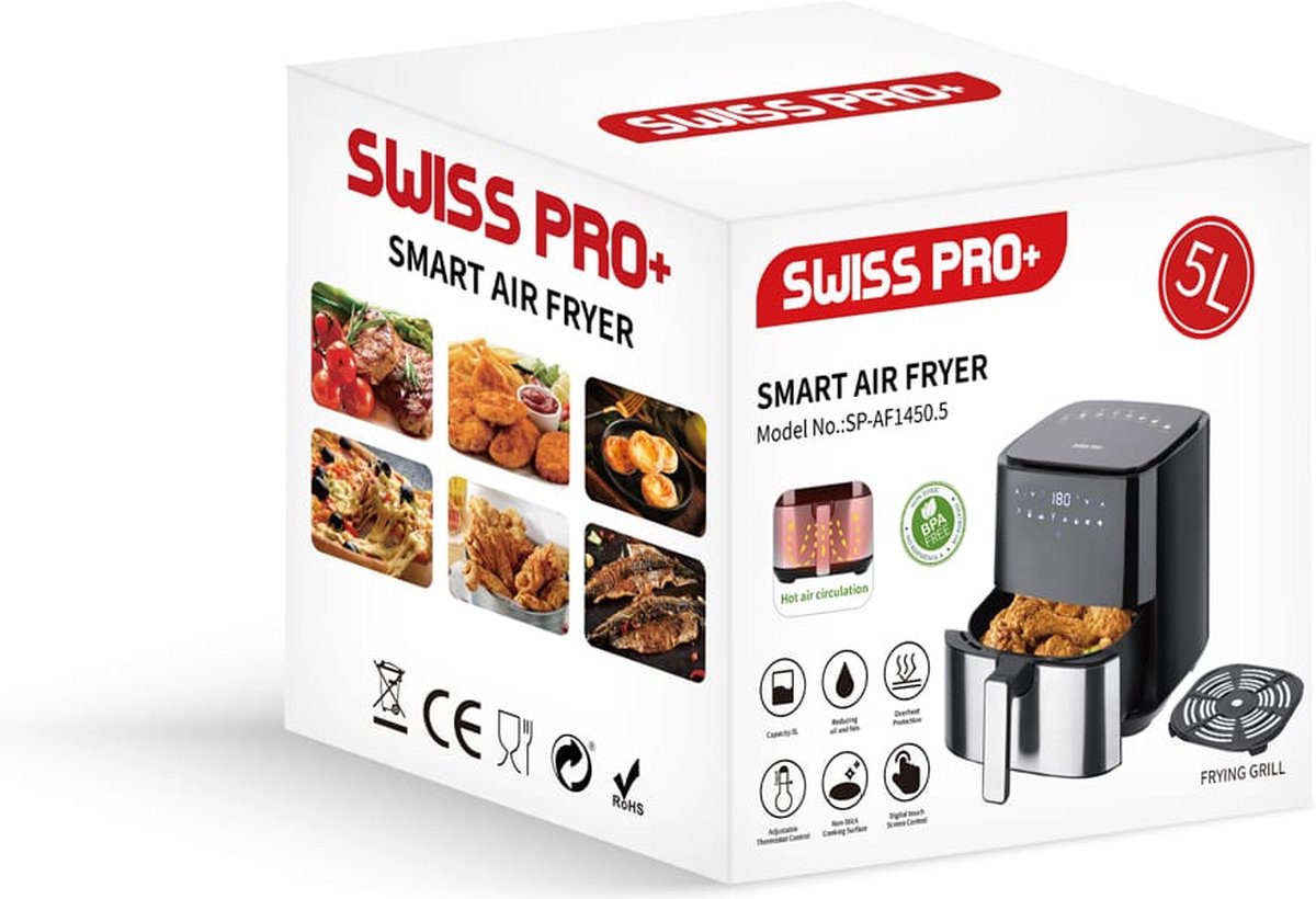 Swiss Pro+ SP-AF1450 Airfryer XXXL 5L Zwart