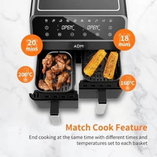TD Air Dubbele Airfryer XXL 8L Zwart