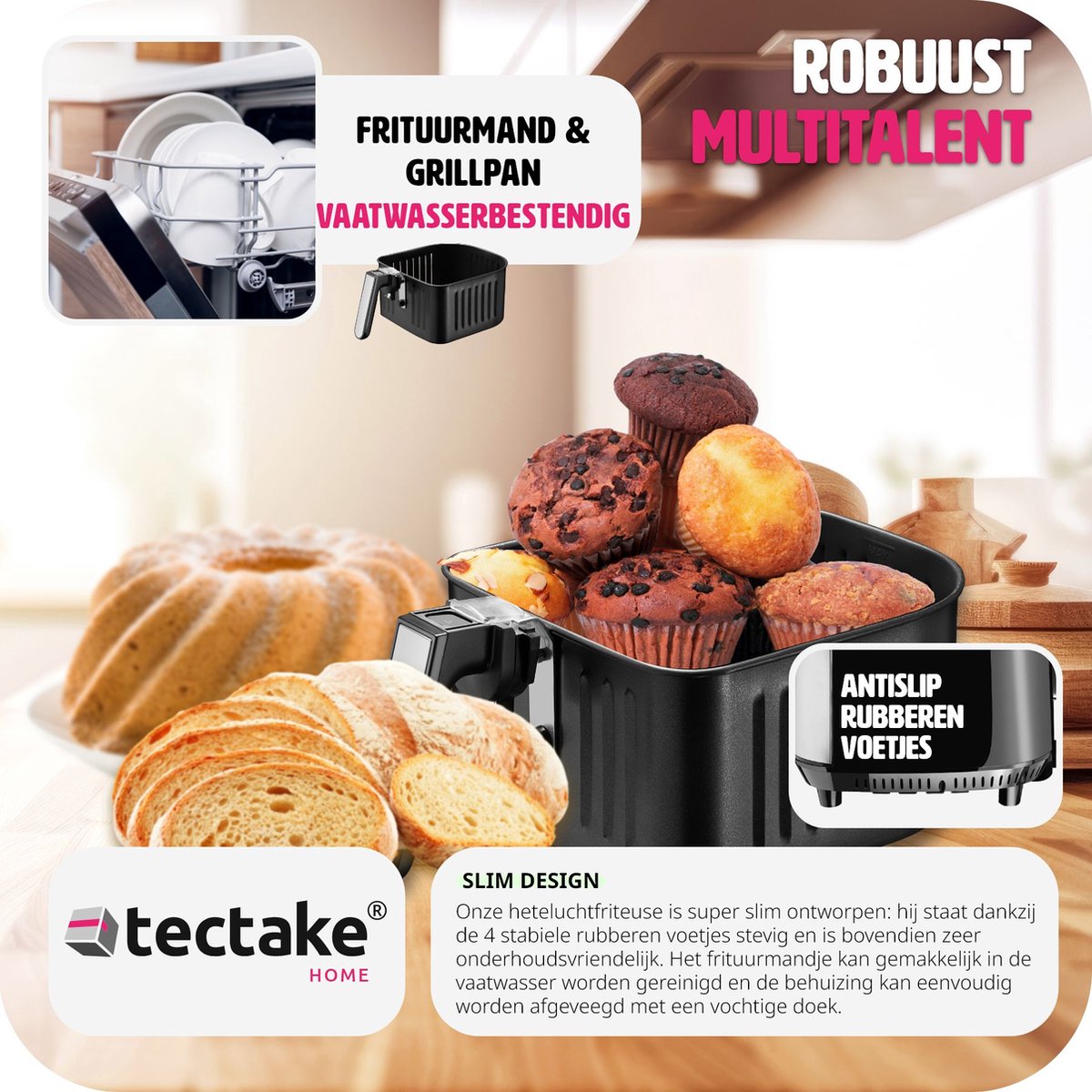 tectake Airfryer XXL 10,2L Zilver