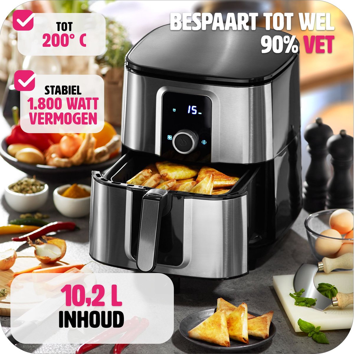 tectake Airfryer XXL 10,2L Zilver