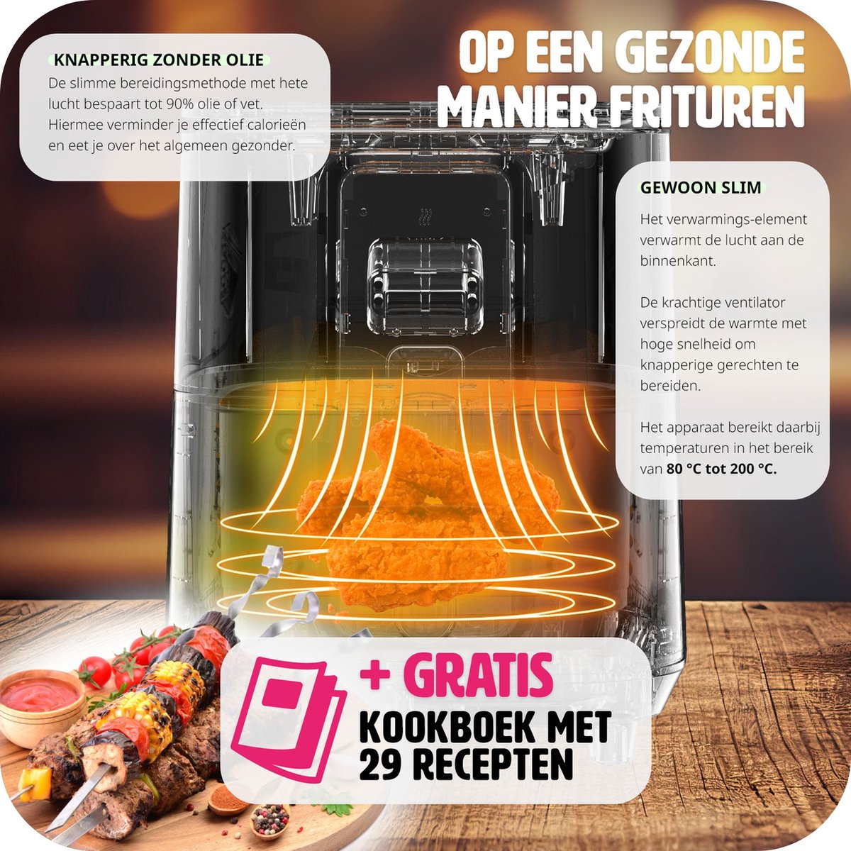 tectake Airfryer XXL 10,2L Zilver