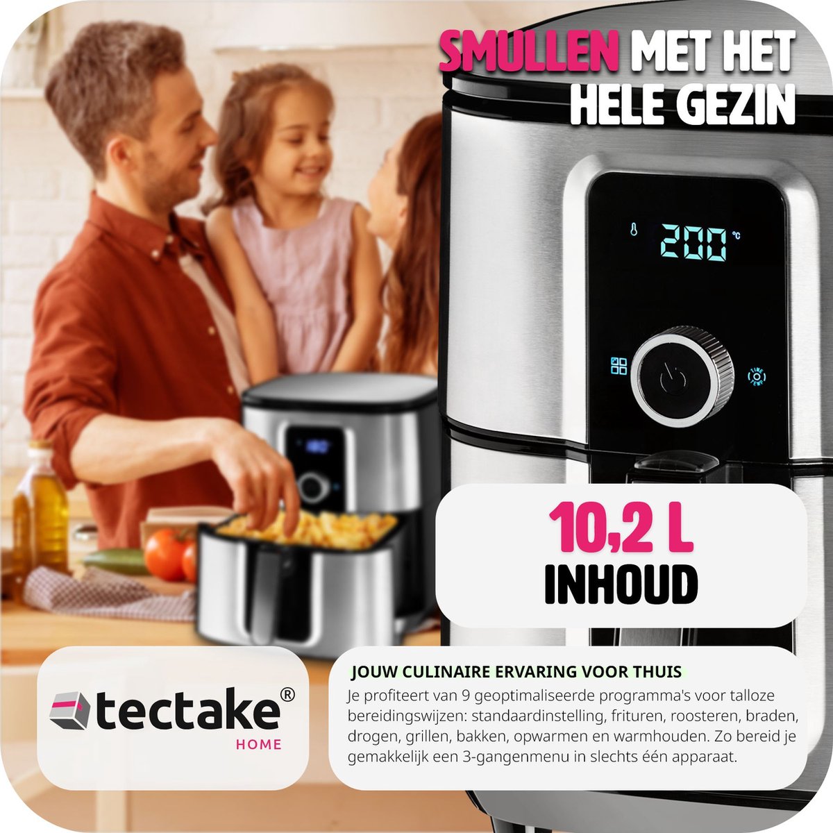 tectake Airfryer XXL 10,2L Zilver