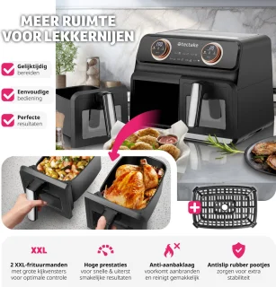 tectake® Dubbele Airfryer Samurai XXL 8L