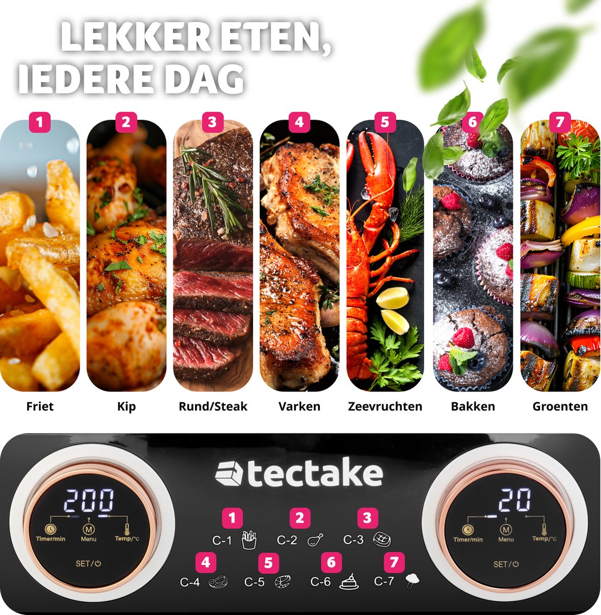 tectake® Dubbele Airfryer Samurai XXL 8L