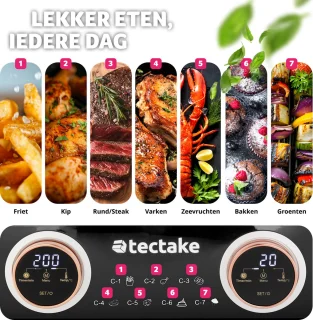 tectake® Dubbele Airfryer Samurai XXL 8L