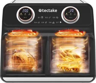 tectake® Dubbele Airfryer Samurai XXL 8L