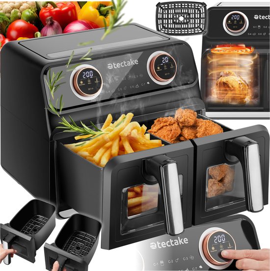 tectake® Dubbele Airfryer Samurai XXL 8L