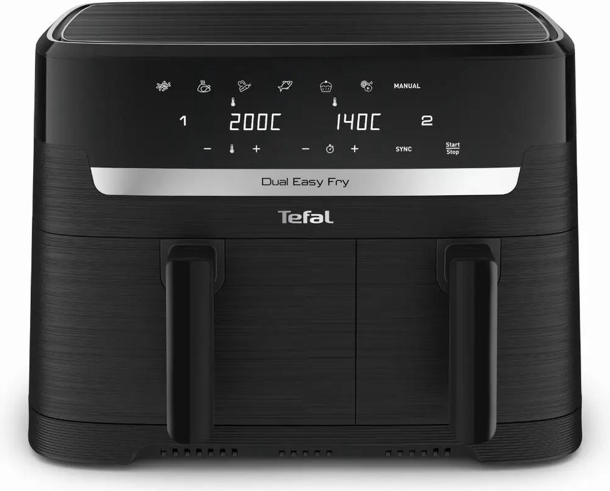 De Tefal Dual Easy Fry Essential EY901N10 Airfryer zwart 8,3L in één oogopslag