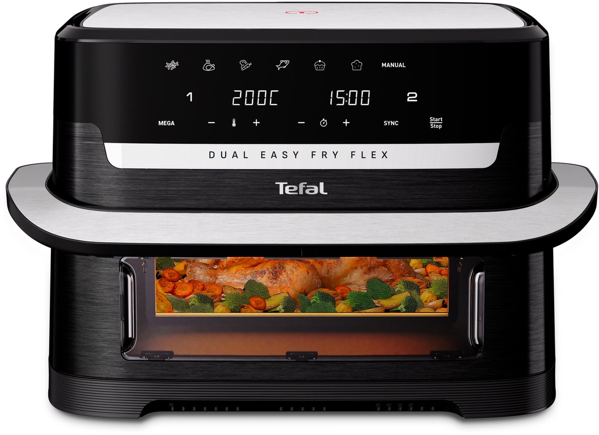 De Tefal Dual Easy Fry Flex EY9228 Airfryer 9L in één oogopslag