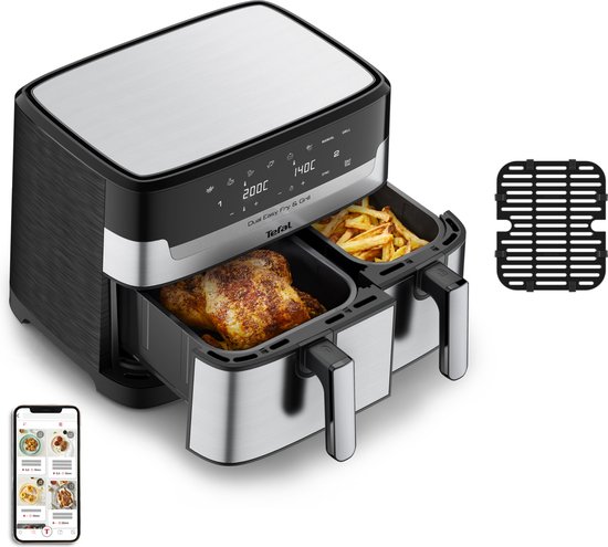 Tefal Dual Easy Fry & Grill EY905D — XXL capaciteit en dubbel koken tegelijk