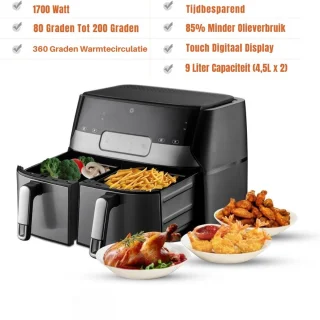 Thuys Dubbele Airfryer Heteluchtfriteuse Zwart